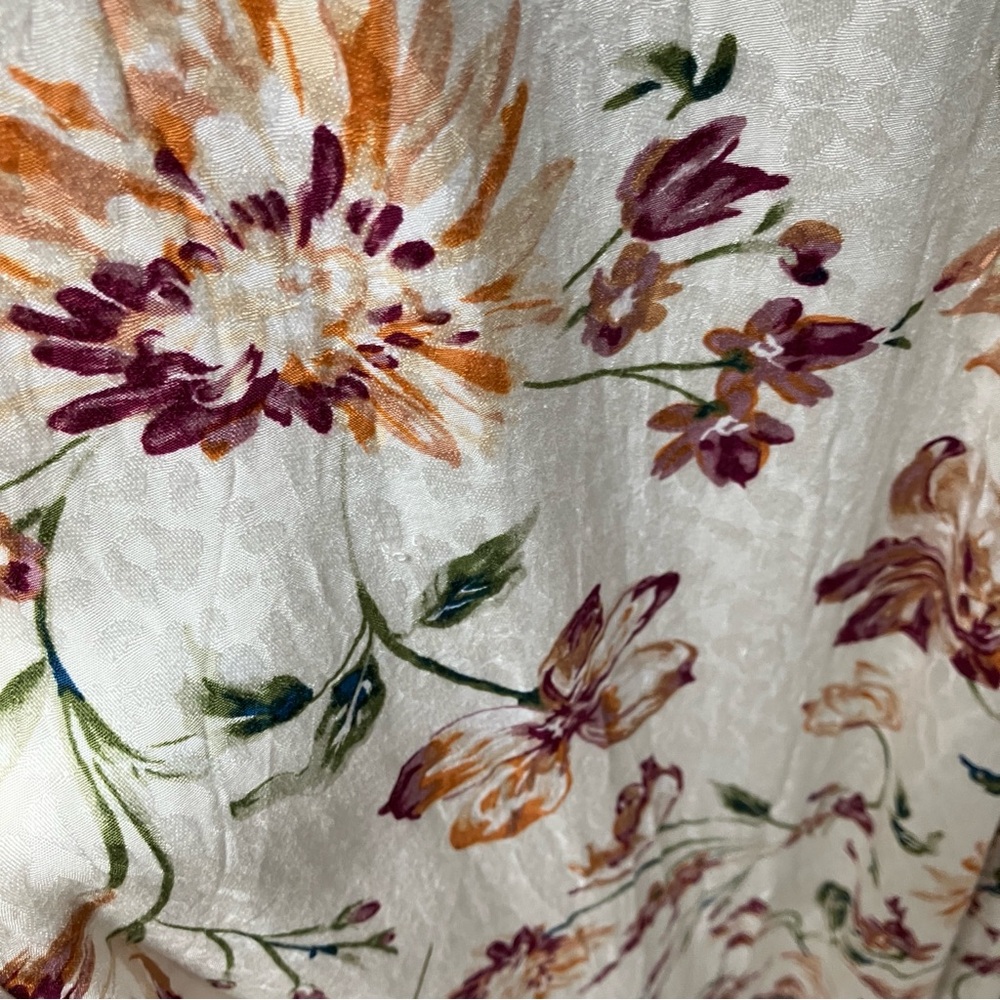 Lulu's XL Cream Floral Midi Dress With Slit-Pink & Brown Blossoms-Cottagecore - Picture 8 of 11
